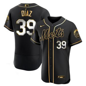 Edwin Díaz New York Mets Black Gold Jersey - All Stitched