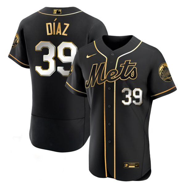 Edwin Díaz New York Mets Black Gold Jersey - All Stitched