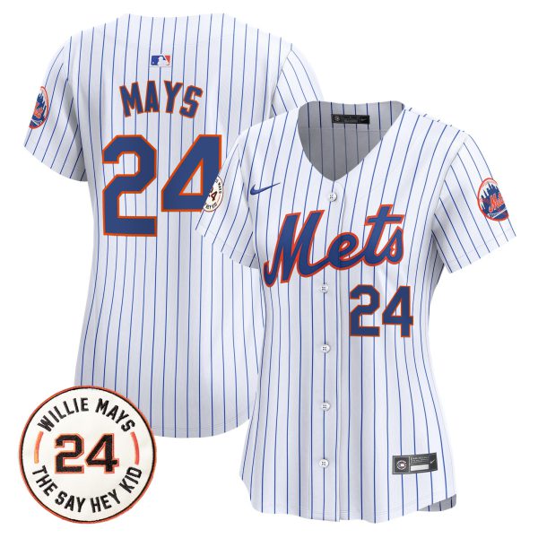 Women's Mets Willie Mays Patch Vapor Premier Limited Jersey - All Stitched - Image 15