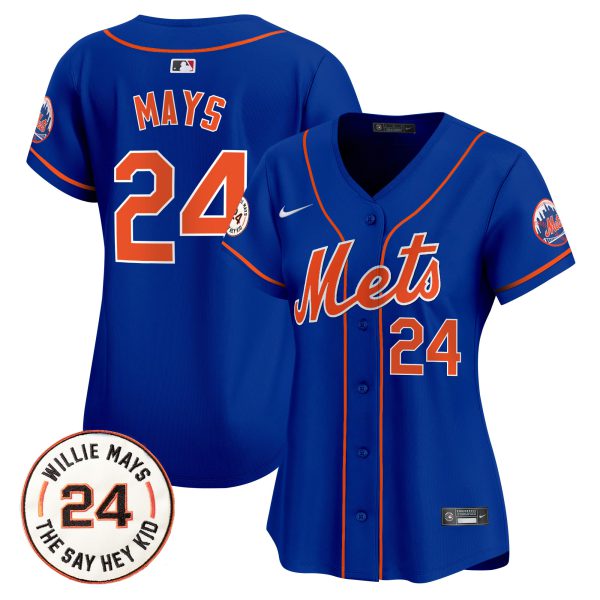 Women's Mets Willie Mays Patch Vapor Premier Limited Jersey - All Stitched - Image 29