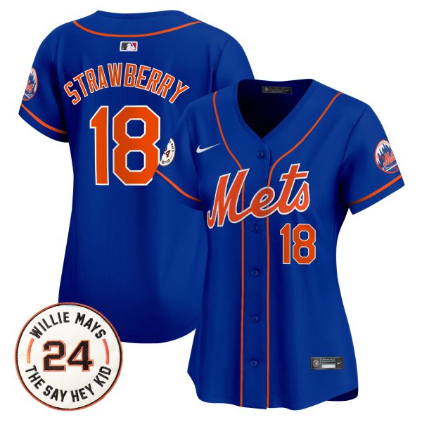 Women's Mets Willie Mays Patch Vapor Premier Limited Jersey - All Stitched - Image 31