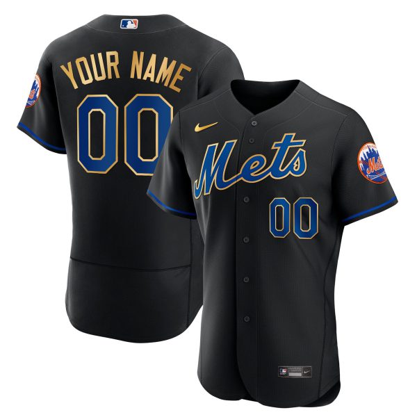 New York Mets Gold Custom Jersey - All Stitched - Image 3