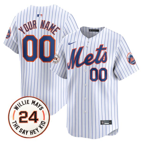 Mets Willie Mays Patch Vapor Premier Limited Custom Jersey - All Stitched - Image 3