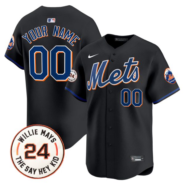 Mets Willie Mays Patch Vapor Premier Limited Custom Jersey - All Stitched - Image 4