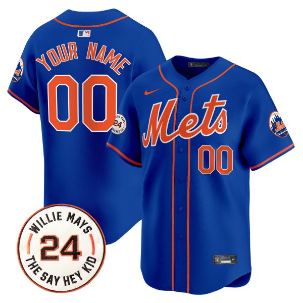 Mets Willie Mays Patch Vapor Premier Limited Custom Jersey - All Stitched - Image 5