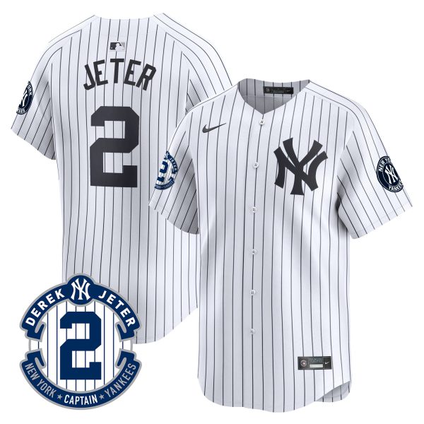 Men's Yankees Derek Jeter Patch Vapor Premier Limited Jersey - All Stitched - Image 22