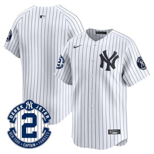 Men's Yankees Derek Jeter Patch Vapor Premier Limited Jersey - All Stitched - Image 27