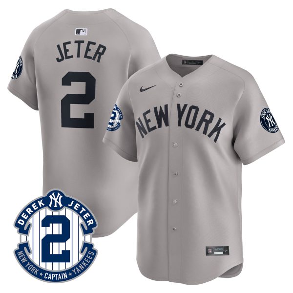 Men's Yankees Derek Jeter Patch Vapor Premier Limited Jersey - All Stitched - Image 31