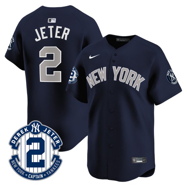 Men's Yankees Derek Jeter Patch Vapor Premier Limited Jersey - All Stitched - Image 40