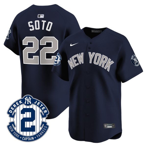 Men's Yankees Derek Jeter Patch Vapor Premier Limited Jersey - All Stitched - Image 42