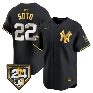 Juan Soto New York Yankees Spring Training Black Gold Jersey - All Stitched