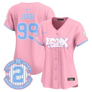 Women's Yankees The Bronx Graffiti Bubblegum Pink Vapor Premier Limited Jersey V2 - All Stitched