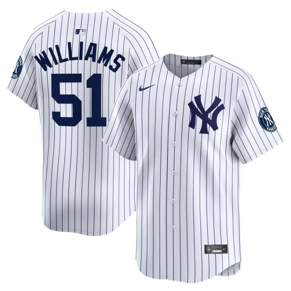 Bernie Williams #51 New York Yankees Blue Pin Stripes Jersey - All Stitched