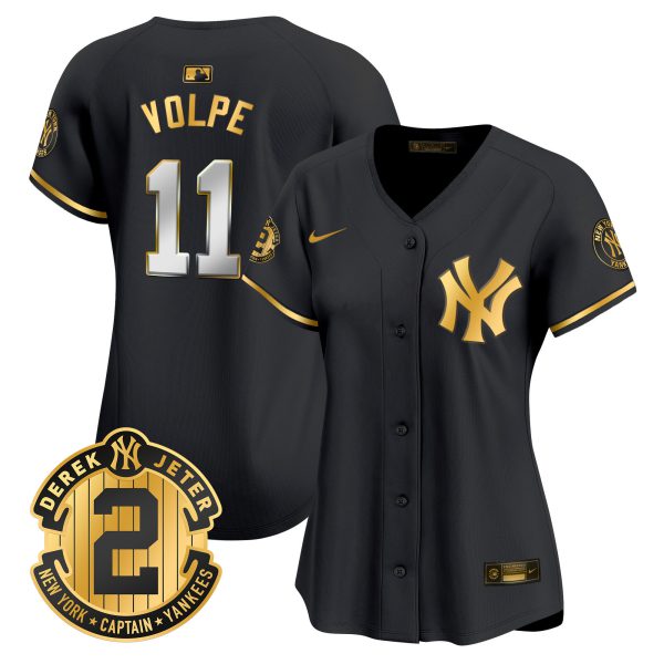 Women's New York Yankees Derek Jeter Patch Vapor Premier Limited Jersey - All Stitched - Image 2