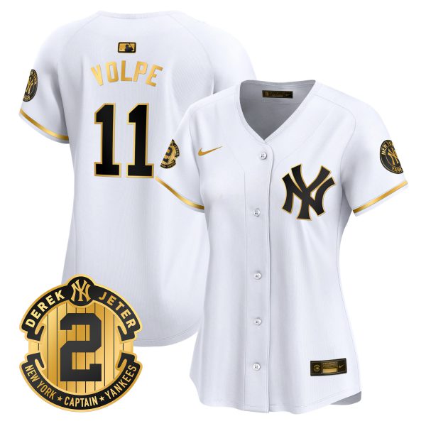 Women's New York Yankees Derek Jeter Patch Vapor Premier Limited Jersey - All Stitched - Image 10