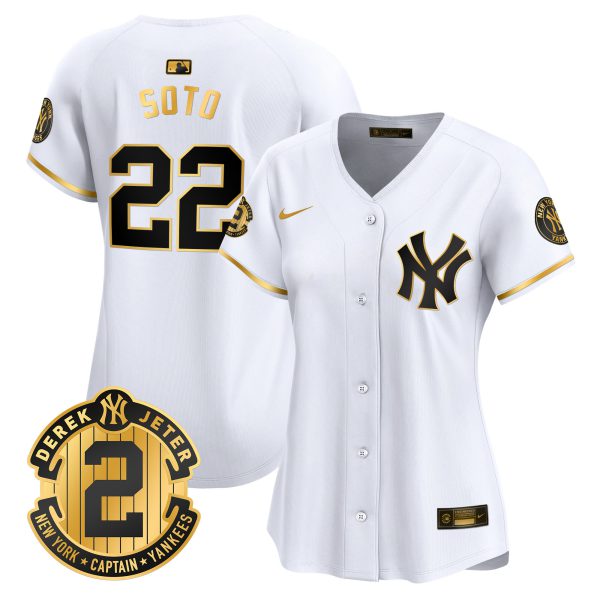 Women's New York Yankees Derek Jeter Patch Vapor Premier Limited Jersey - All Stitched - Image 14