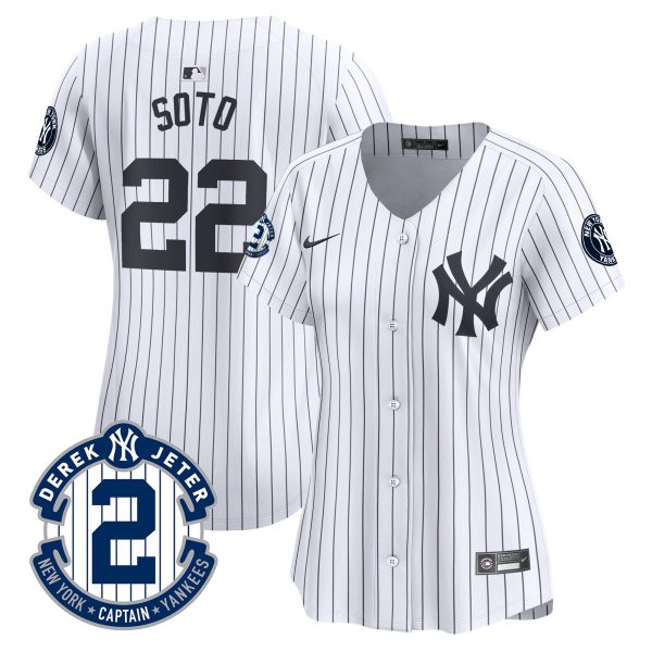 Women's New York Yankees Derek Jeter Patch Vapor Premier Limited Jersey - All Stitched - Image 22