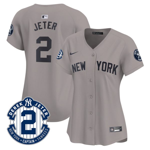 Women's New York Yankees Derek Jeter Patch Vapor Premier Limited Jersey - All Stitched - Image 28