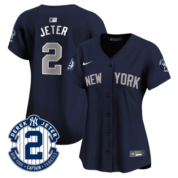 Women's New York Yankees Derek Jeter Patch Vapor Premier Limited Jersey - All Stitched - Image 36