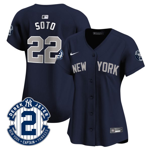 Women's New York Yankees Derek Jeter Patch Vapor Premier Limited Jersey - All Stitched - Image 38