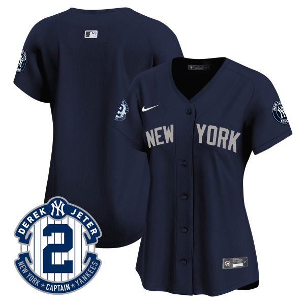 Women's New York Yankees Derek Jeter Patch Vapor Premier Limited Jersey - All Stitched - Image 40