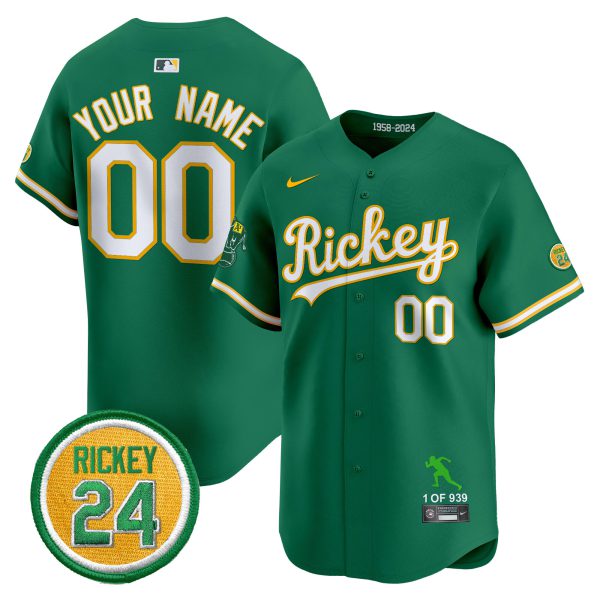 Oakland Athletics Rickey Tribute style Vapor Premier Limited Custom Jersey - All Stitched - Image 3