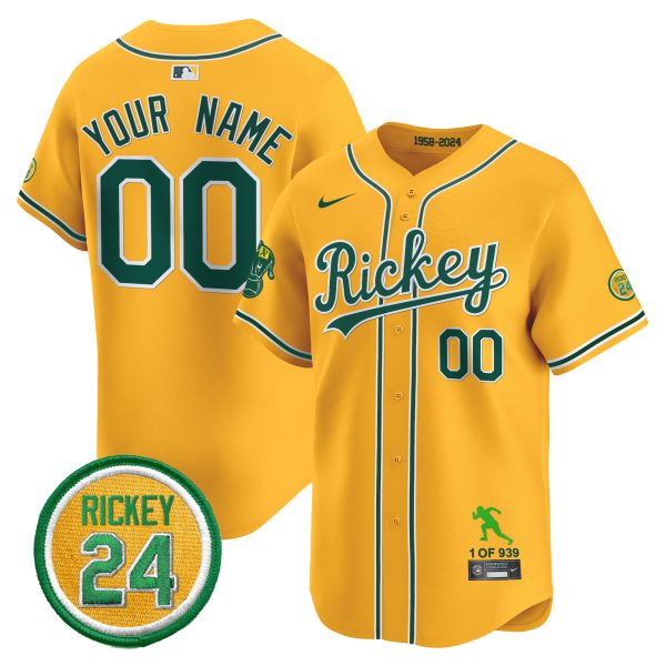 Oakland Athletics Rickey Tribute style Vapor Premier Limited Custom Jersey - All Stitched - Image 5