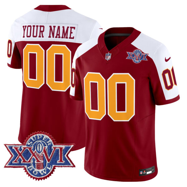 Washington Redskins Throwback 1992 Super Bowl XXVI Patch Vapor Limited Custom Jersey - All Stitched - Image 3