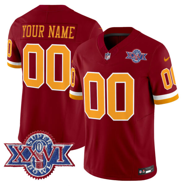 Washington Redskins Throwback 1992 Super Bowl XXVI Patch Vapor Limited Custom Jersey - All Stitched - Image 2