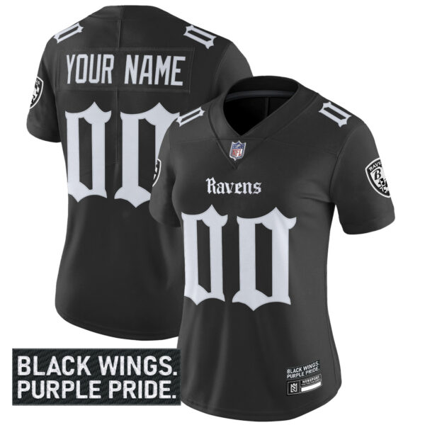 Baltimore Ravens 'Gothic Nevermore Edition' Vapor Limited Custom Jersey - All Stitched - Image 4