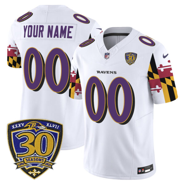 Baltimore Ravens 'Maryland Flag Edition' Vapor Limited Custom Jersey - 30th Anniversary Patch - All Stitched - Image 2