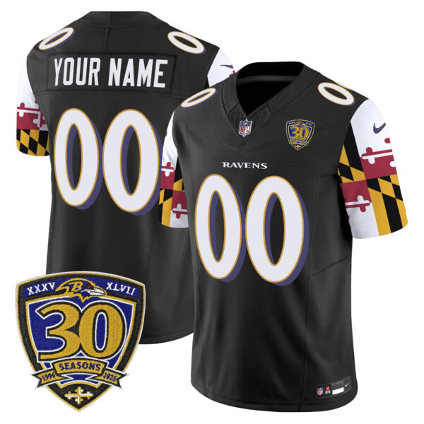 Baltimore Ravens 'Maryland Flag Edition' Vapor Limited Custom Jersey - 30th Anniversary Patch - All Stitched - Image 3