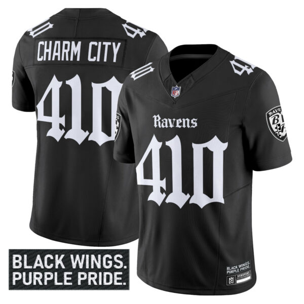 Men's Baltimore Ravens 'Gothic Nevermore Edition' Vapor Limited Jersey - All Stitched - Image 2