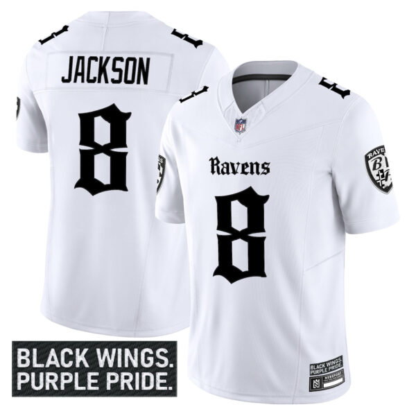 Men's Baltimore Ravens 'Gothic Nevermore Edition' Vapor Limited Jersey - All Stitched - Image 12