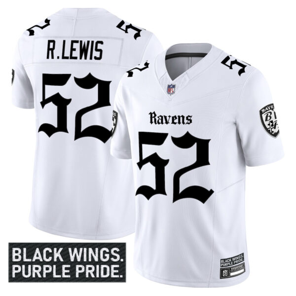 Men's Baltimore Ravens 'Gothic Nevermore Edition' Vapor Limited Jersey - All Stitched - Image 16