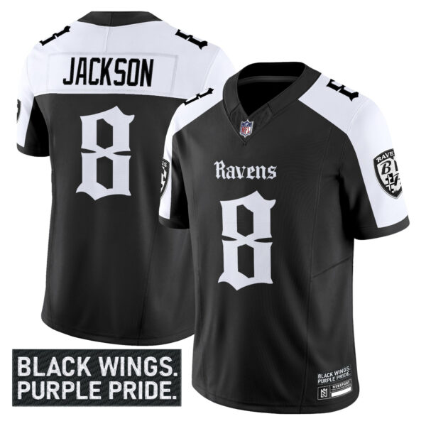Men's Baltimore Ravens 'Gothic Nevermore Edition' Vapor Limited Jersey - All Stitched - Image 21