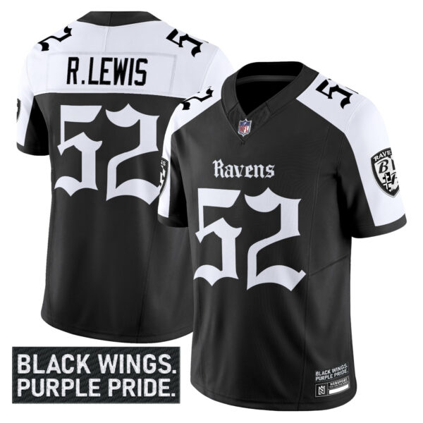 Men's Baltimore Ravens 'Gothic Nevermore Edition' Vapor Limited Jersey - All Stitched - Image 25