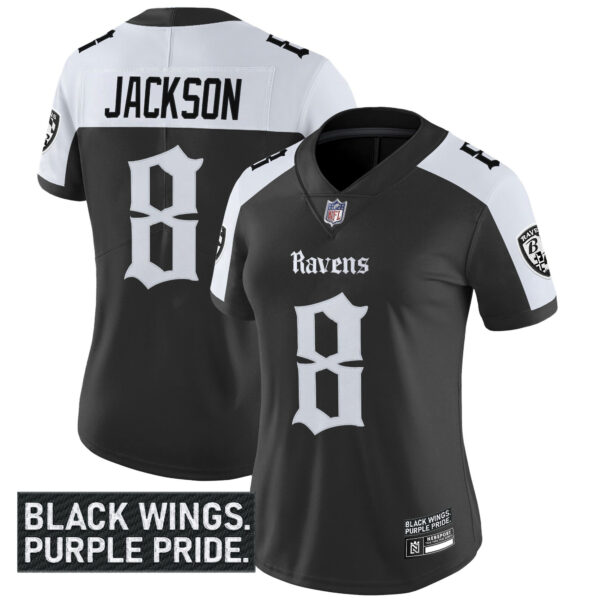 Women's Baltimore Ravens 'Gothic Nevermore Edition' Vapor Limited Jersey - All Stitched - Image 21