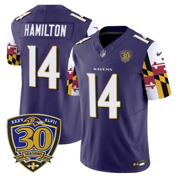Men's Baltimore Ravens 'Maryland Flag Edition' Vapor Limited Jersey - 30th Anniversary Patch - All Stitched - Image 5