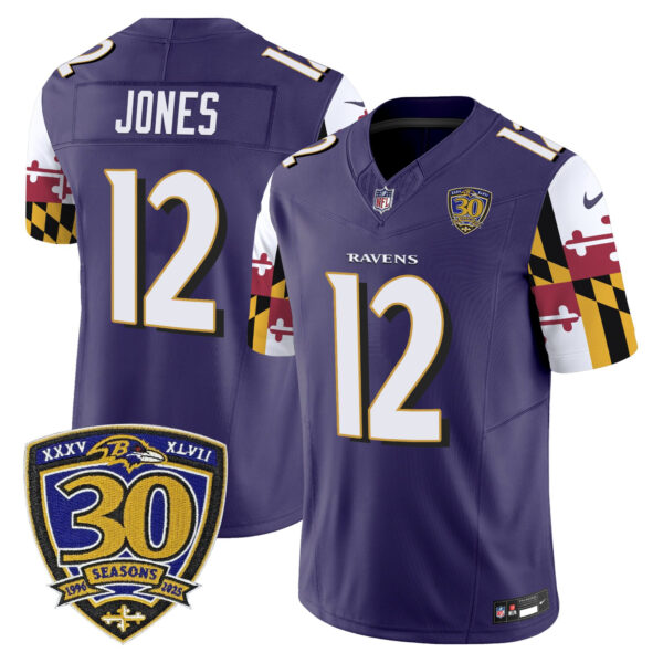 Men's Baltimore Ravens 'Maryland Flag Edition' Vapor Limited Jersey - 30th Anniversary Patch - All Stitched - Image 9