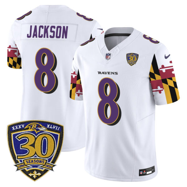 Men's Baltimore Ravens 'Maryland Flag Edition' Vapor Limited Jersey - 30th Anniversary Patch - All Stitched - Image 12