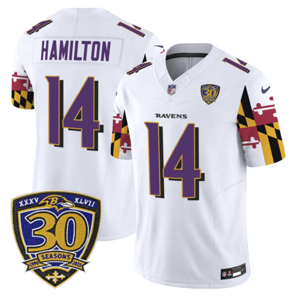 Men's Baltimore Ravens 'Maryland Flag Edition' Vapor Limited Jersey - 30th Anniversary Patch - All Stitched - Image 14