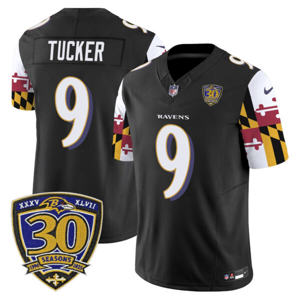 Men's Baltimore Ravens 'Maryland Flag Edition' Vapor Limited Jersey - 30th Anniversary Patch - All Stitched - Image 22