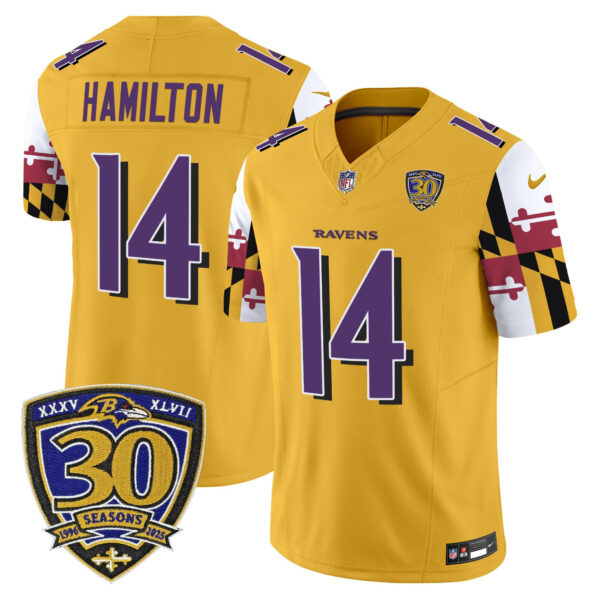 Men's Baltimore Ravens 'Maryland Flag Edition' Vapor Limited Jersey - 30th Anniversary Patch - All Stitched - Image 32