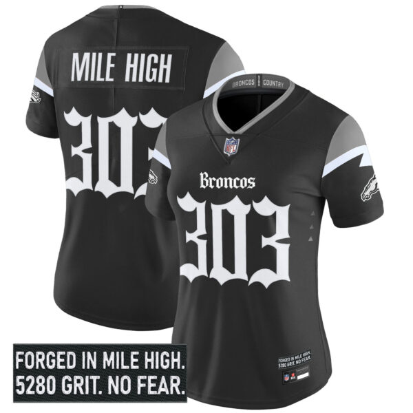 Women's Denver Broncos 'Gothic Mile High Shadows Edition' Vapor Limited Jersey - All Stitched - Image 2