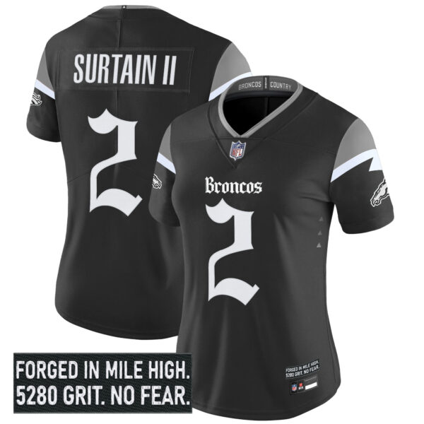 Women's Denver Broncos 'Gothic Mile High Shadows Edition' Vapor Limited Jersey - All Stitched - Image 3