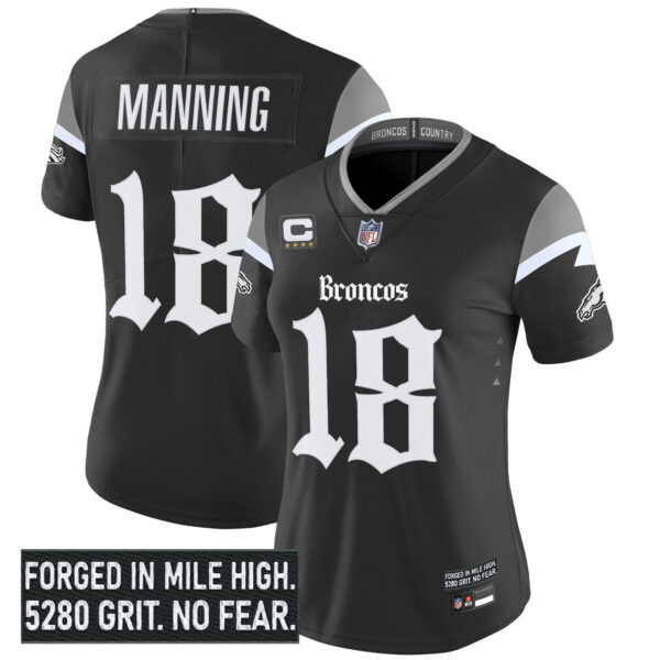 Women's Denver Broncos 'Gothic Mile High Shadows Edition' Vapor Limited Jersey - All Stitched - Image 5