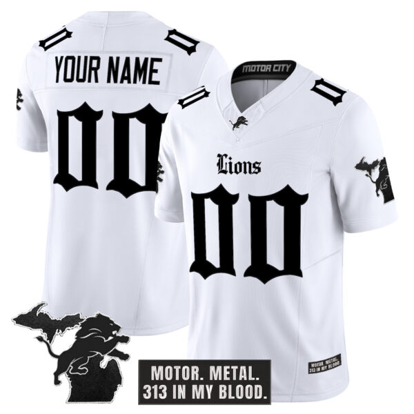 Detroit Lions 'Gothic Motor Grit Edition' Vapor Limited Custom Jersey V2 - All Stitched - Image 2