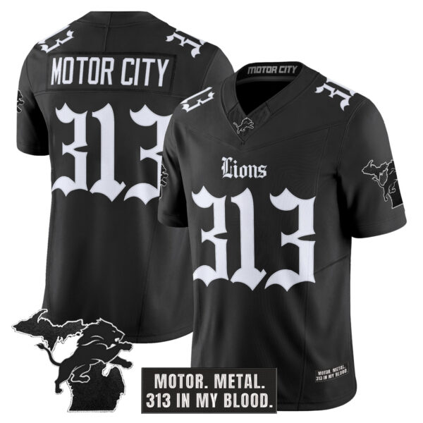 Men's Detroit Lions 'Gothic Motor Grit Edition' Vapor Limited Jersey V2 - All Stitched - Image 2