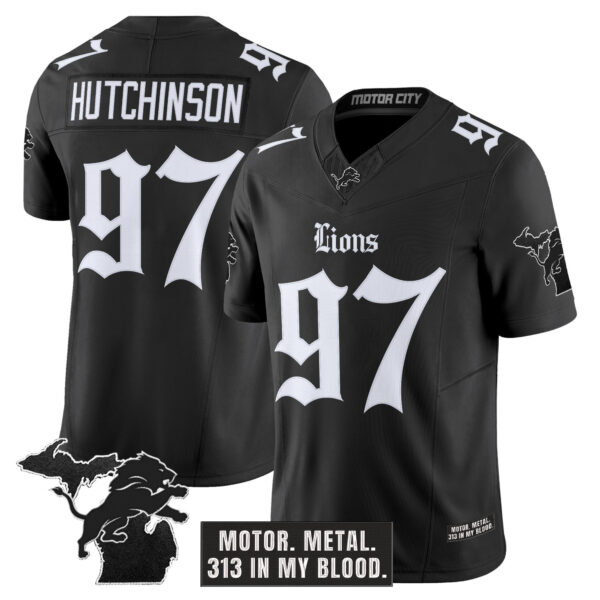 Men's Detroit Lions 'Gothic Motor Grit Edition' Vapor Limited Jersey V2 - All Stitched - Image 3